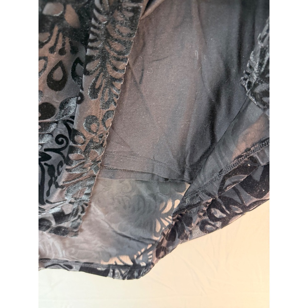 Soft Surroundings Black Burnout Velvet Floral Cowl Neck Tunic Rhinestone Cuff 1X - Picture 7 of 9